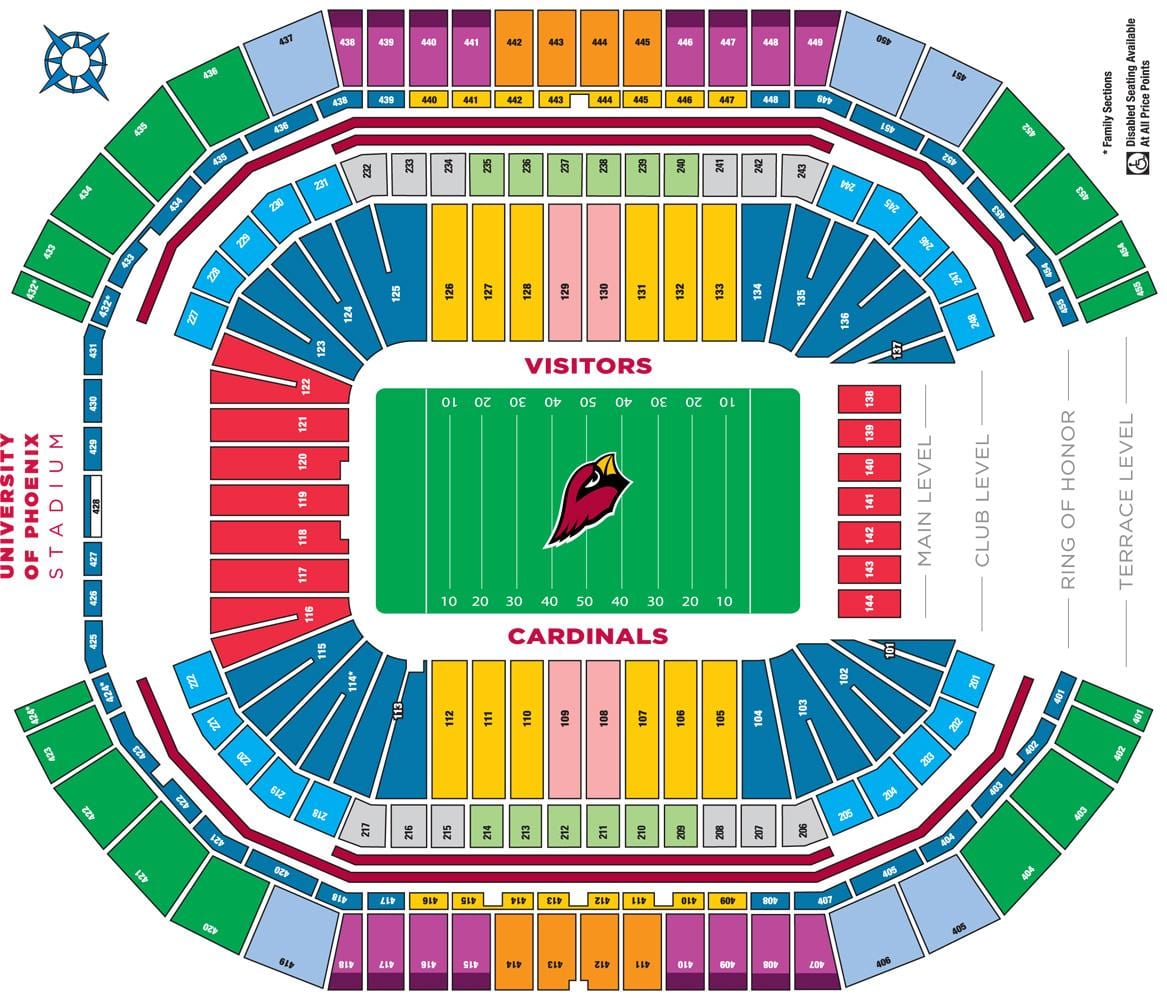 az Cardinals სტადიონი რუკა