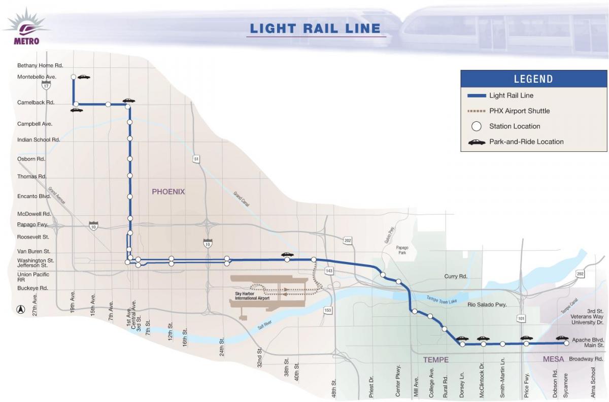 Phoenix light rail რუკა 2016