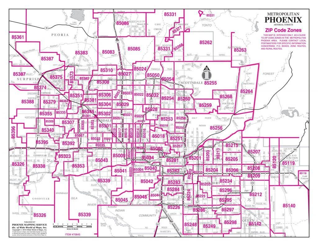 zip კოდი რუკა, Phoenix, az