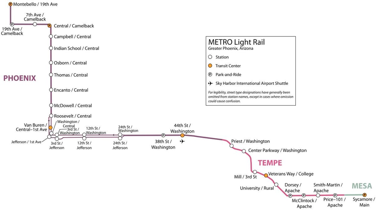 light rail რუკა Phoenix