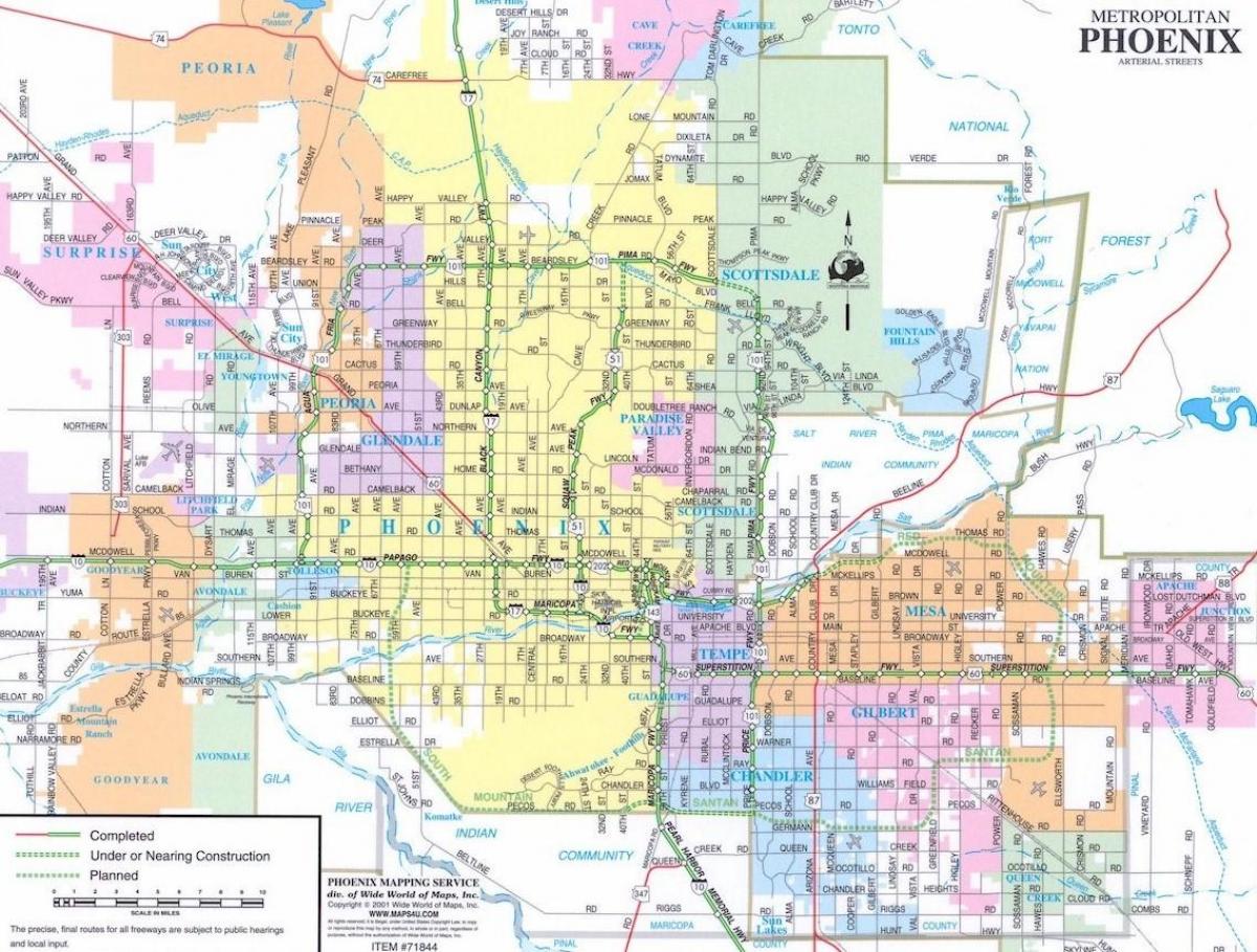 Phoenix ქალაქის რუკა Arizona