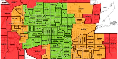 Phoenix, az საფოსტო კოდი რუკა
