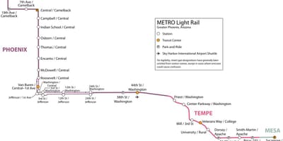 Light rail რუკა Phoenix