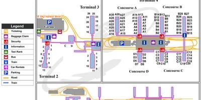 Sky harbor აეროპორტის ტერმინალის რუკა